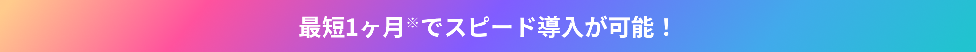 最短1ヶ月でスピード導入が可能！