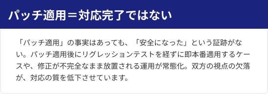 パッチ適用＝対応完了ではない